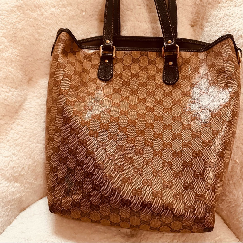 Rare Gucci  Crystal Brown Tote Bag